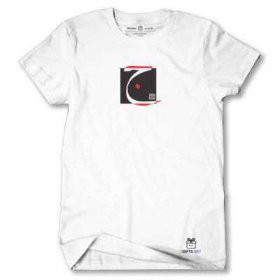 Arabic alphabet, letter (Jim) Calligraphy Art on white t-shirt - الأبجدية العربية، حرف الجيم، فن الخط على تي شيرت أبيض Thumbnail