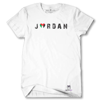 Beautiful T-shirt the word "Jordan" in English and a heart-shaped flag. Thumbnail