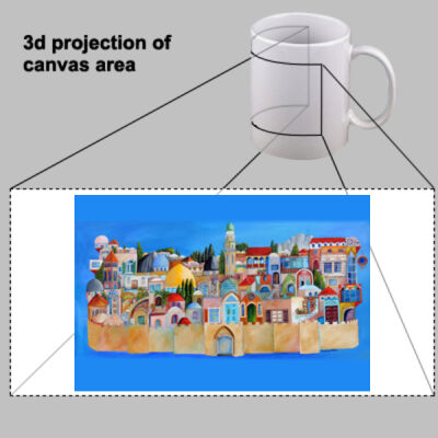 Old Jerusalem colorful painting on mug - لوحة القدس القديمة الملونة على الكوب Thumbnail