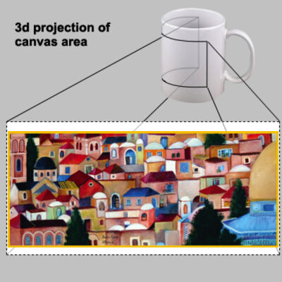 Jerusalem colorful painting on mug - لوحة القدس الملونة على الكوب Thumbnail