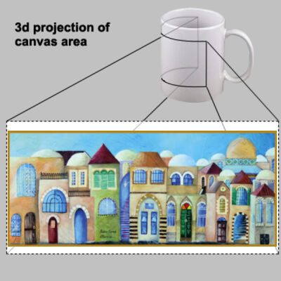 Jerusalem colorful painting on mug - لوحة القدس الملونة على الكوب Thumbnail