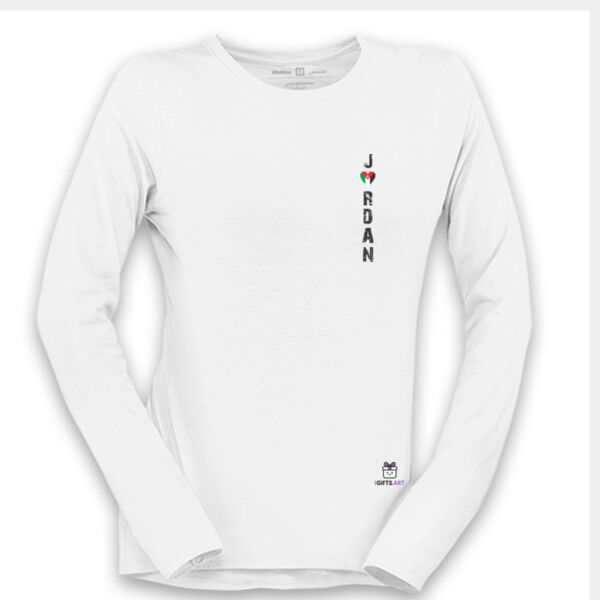 Beautiful T-shirt the word "Jordan" written vertically in English and a heart-shaped flag. Thumbnail