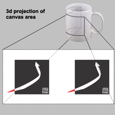 The Arabic Letter Rā’ on a mug- حرف الراء العربي بتصميم مميز بالابيض والاسود والاحمر Thumbnail