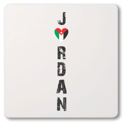 Beautiful T-shirt the word "Jordan" written vertically in English and a heart-shaped flag. تي شيرت جميل مكتوب عليه كلمة "الأردن" بشكل عمودي باللغة الإنجليزية وعلم على شكل قلب Thumbnail