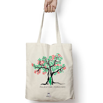 Olive Tree Art Colors with Palestine map-شجرة زيتون مُزيّنة بألوان الأسود والأبيض والأخضر والأحمر Thumbnail