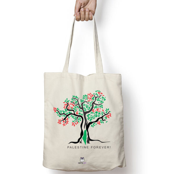 Olive Tree Art Colors with Palestine map-شجرة زيتون مُزيّنة بألوان الأسود والأبيض والأخضر والأحمر Thumbnail